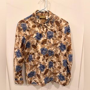 Vintage Floral Print Button Up Shirt - Medium Liz Claiborne